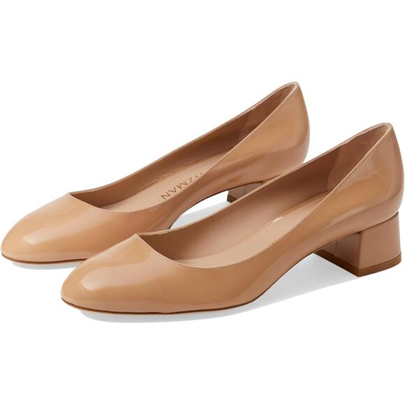 Stuart Weitzman Womens Vivienne 35 Pumps Size 7.5 Nude Patent Leather Heels EUC - Picture 2 of 15